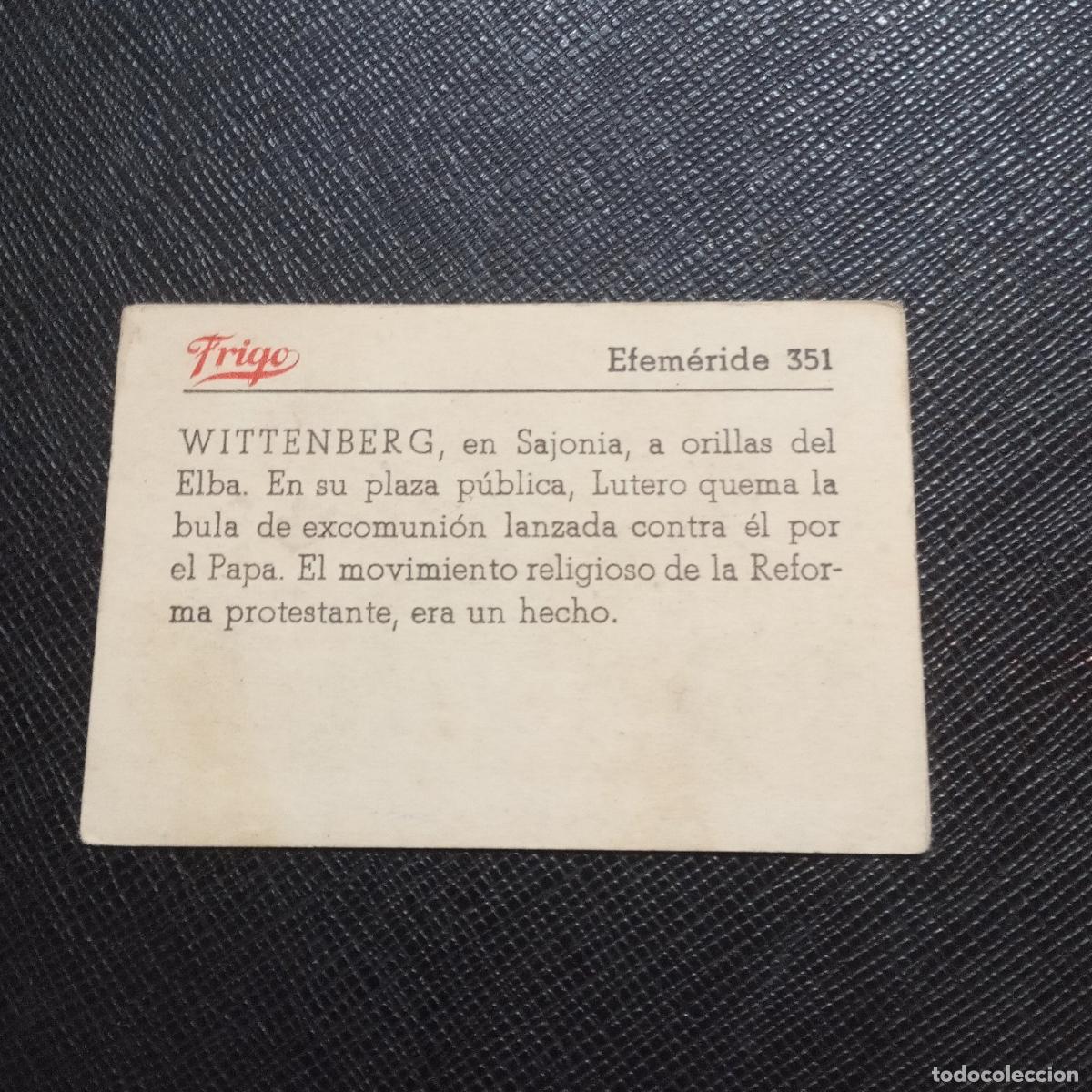 Coleccionismo cromos antiguos: 351 EFEMERIDE FRIGO CROMO - CC8 - Foto 2