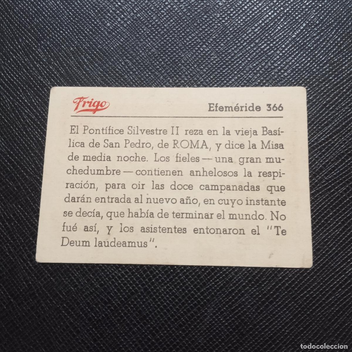 Coleccionismo cromos antiguos: 366 EFEMERIDE FRIGO CROMO - CC8 - Foto 2
