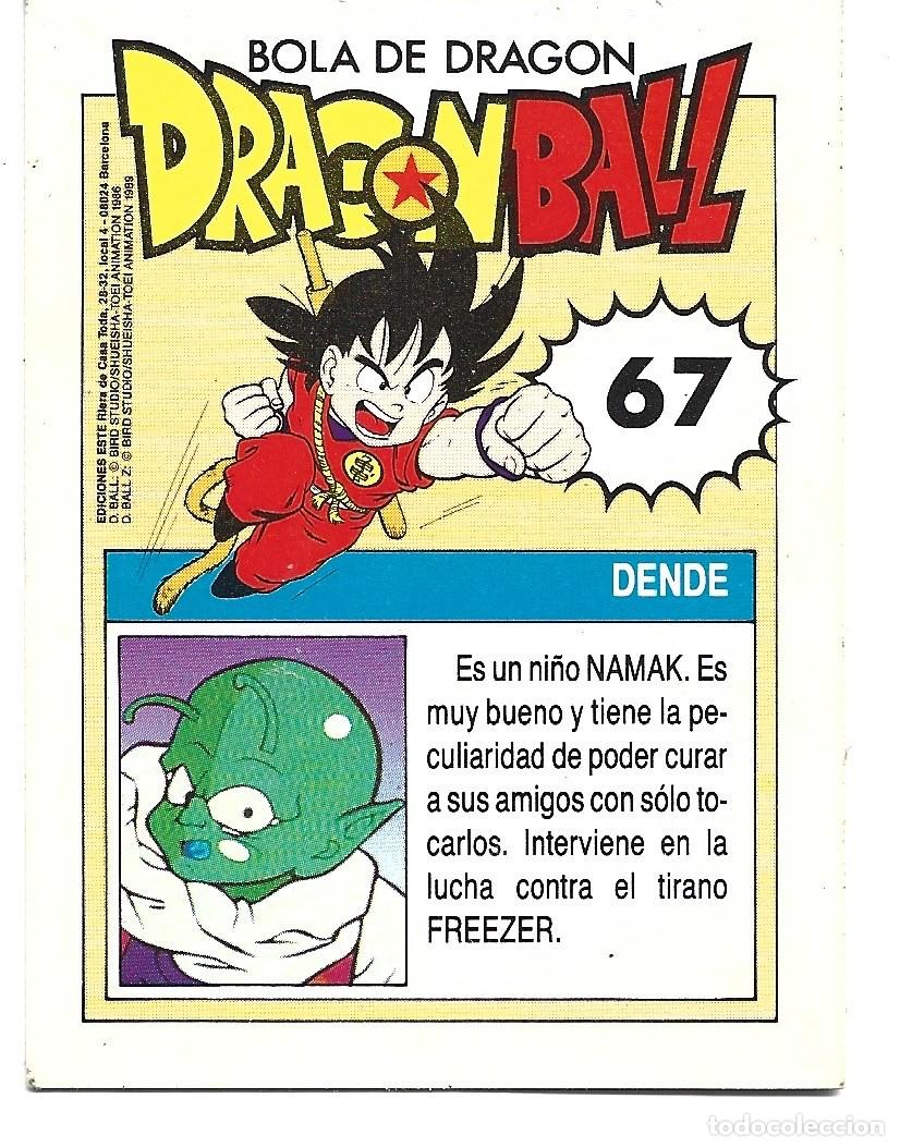 Coleccionismo cromos antiguos: CROMOS DE DRAGON BALL N &ordm; 67 DE DENDE - Foto 2