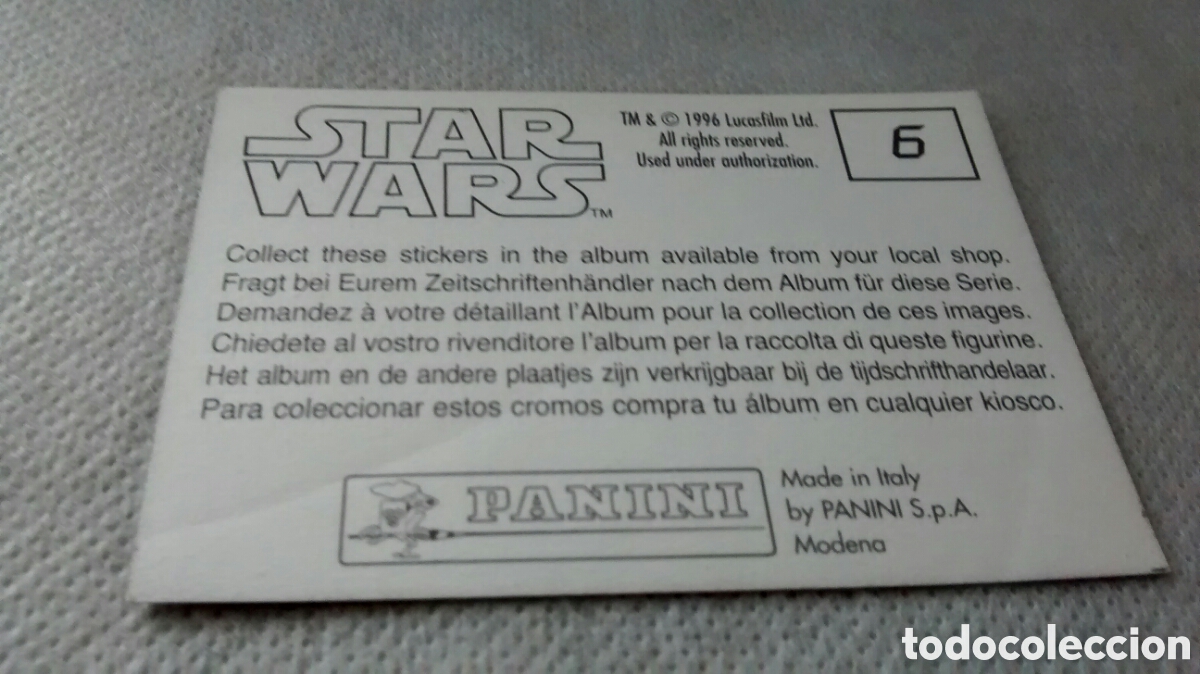 Coleccionismo cromos antiguos: STAR WARS PANINI CROMO 6 - Foto 2