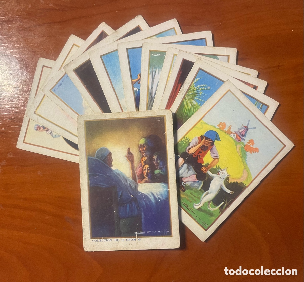 Coleccionismo cromos antiguos: EL GATO CON BOTAS, 12 CROMOS COMPLETA, (CHOCOLATES JUNCOSA) - Foto 1