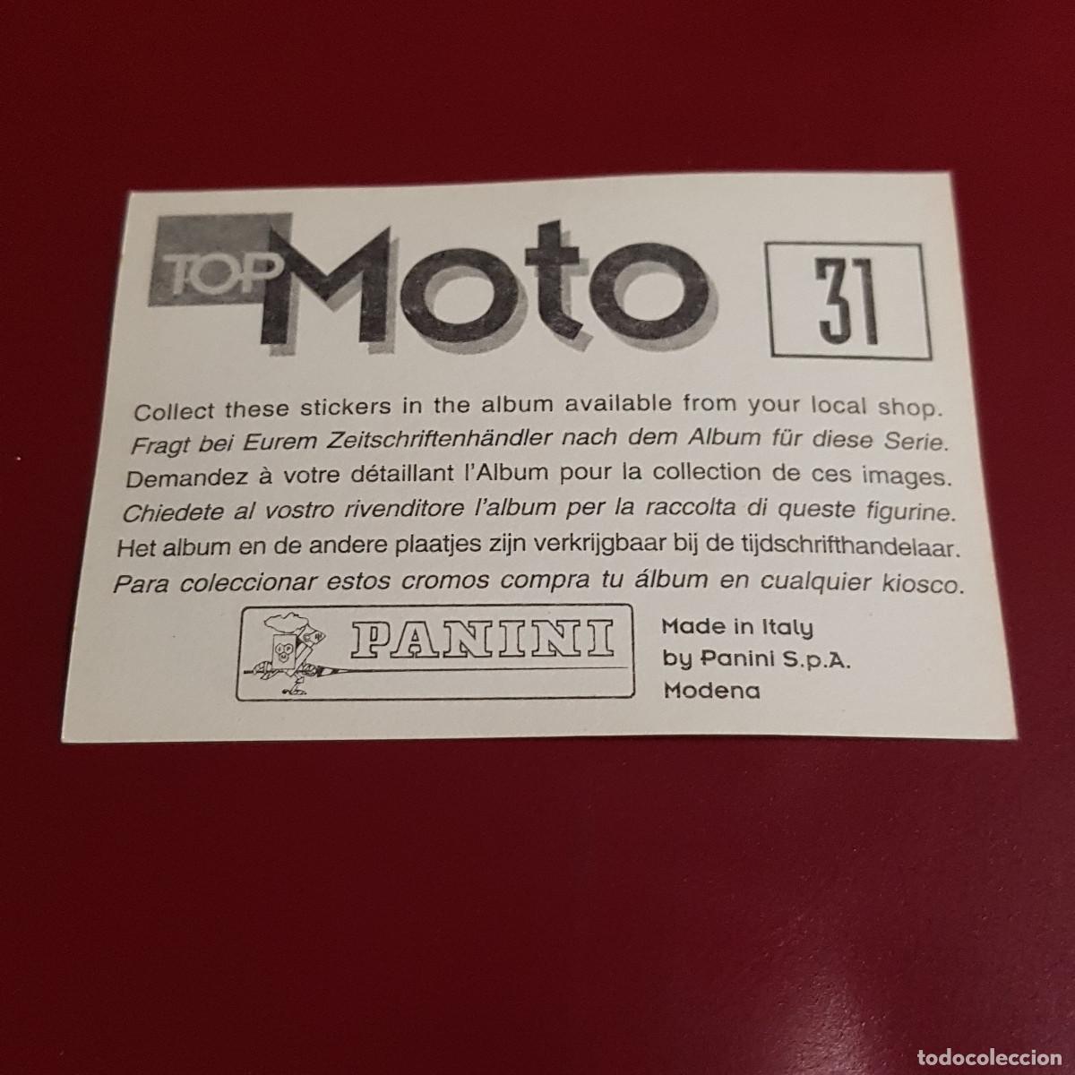 Coleccionismo cromos antiguos: PANINI - TOP MOTO - 31 - NUNCA PEGADO - Foto 2