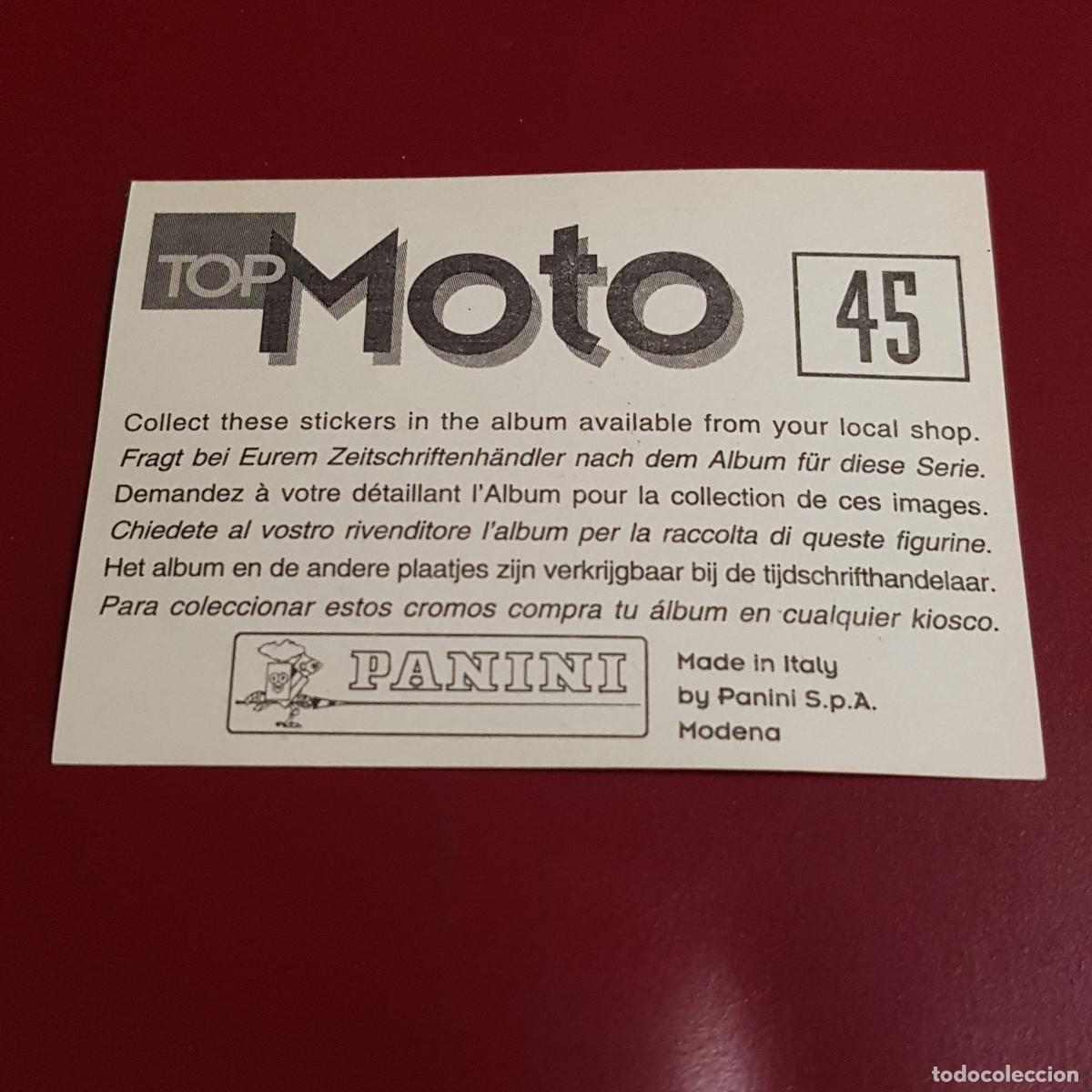 Coleccionismo cromos antiguos: PANINI - TOP MOTO - 45 - NUNCA PEGADO - Foto 2