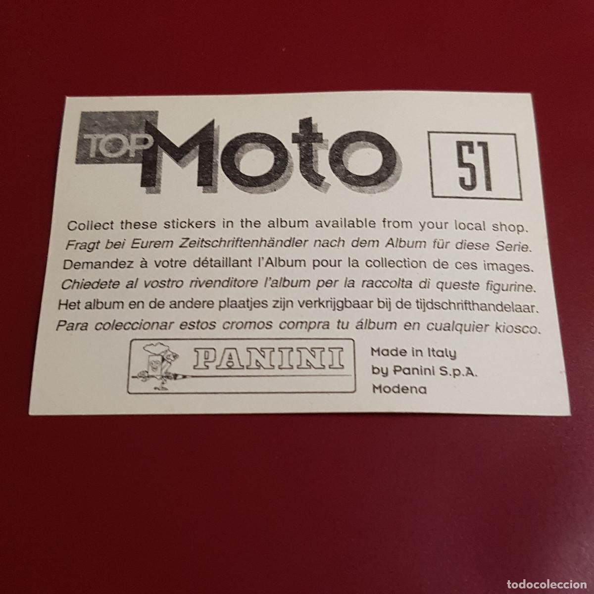 Coleccionismo cromos antiguos: PANINI - TOP MOTO - 51 - NUNCA PEGADO - Foto 2