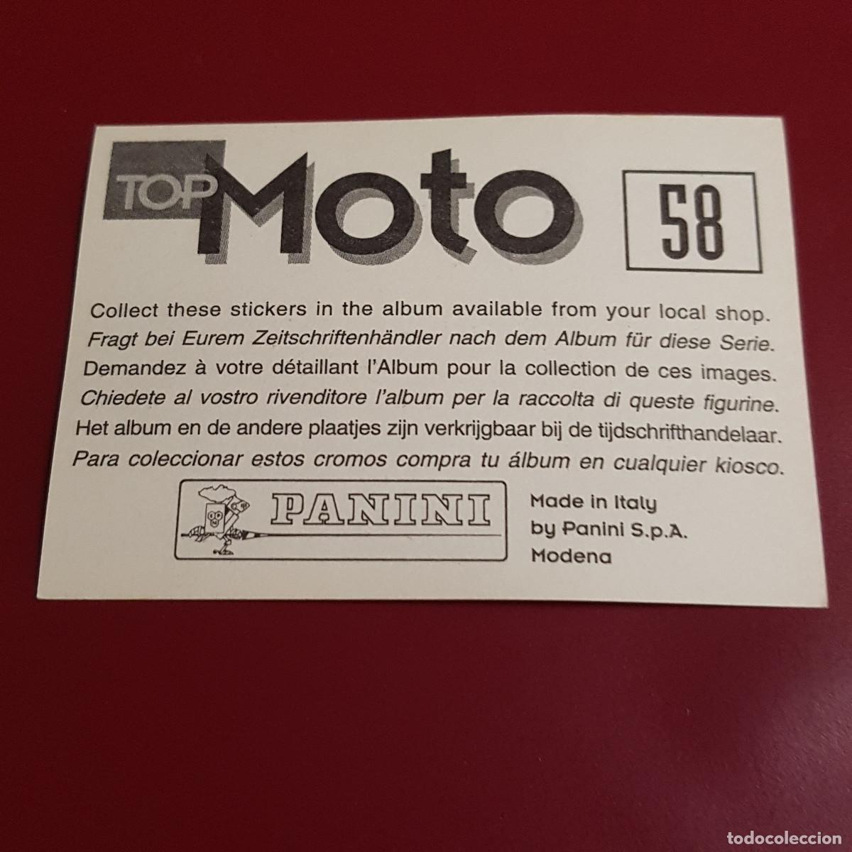 Coleccionismo cromos antiguos: PANINI - TOP MOTO - 58 - NUNCA PEGADO - Foto 2