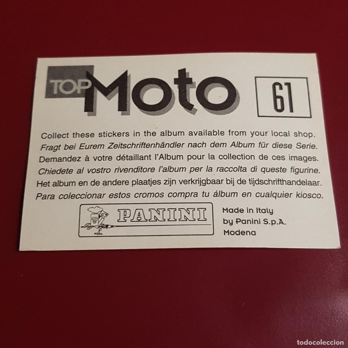 Coleccionismo cromos antiguos: PANINI - TOP MOTO - 61 - NUNCA PEGADO - Foto 2