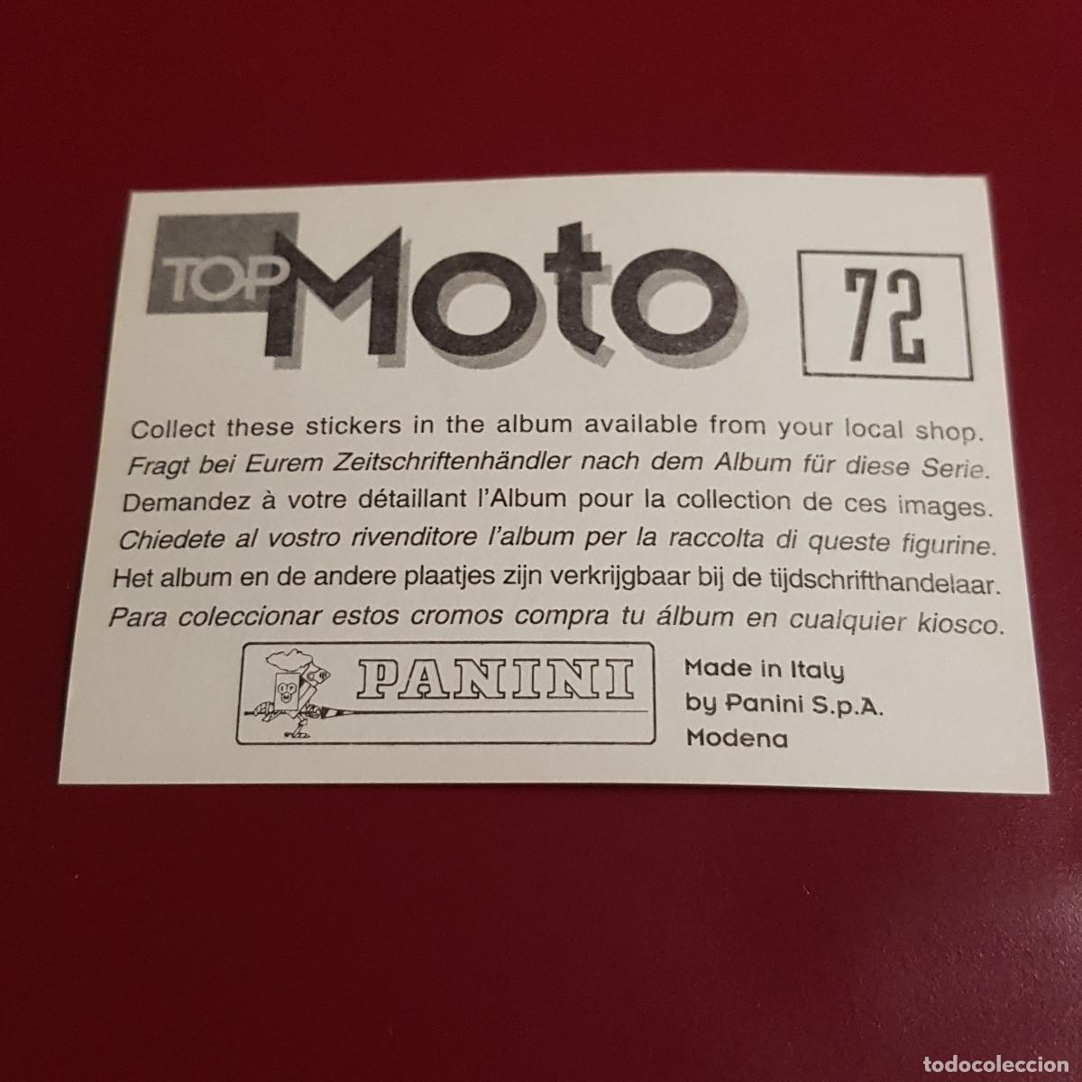 Coleccionismo cromos antiguos: PANINI - TOP MOTO - 72 - NUNCA PEGADO - Foto 2
