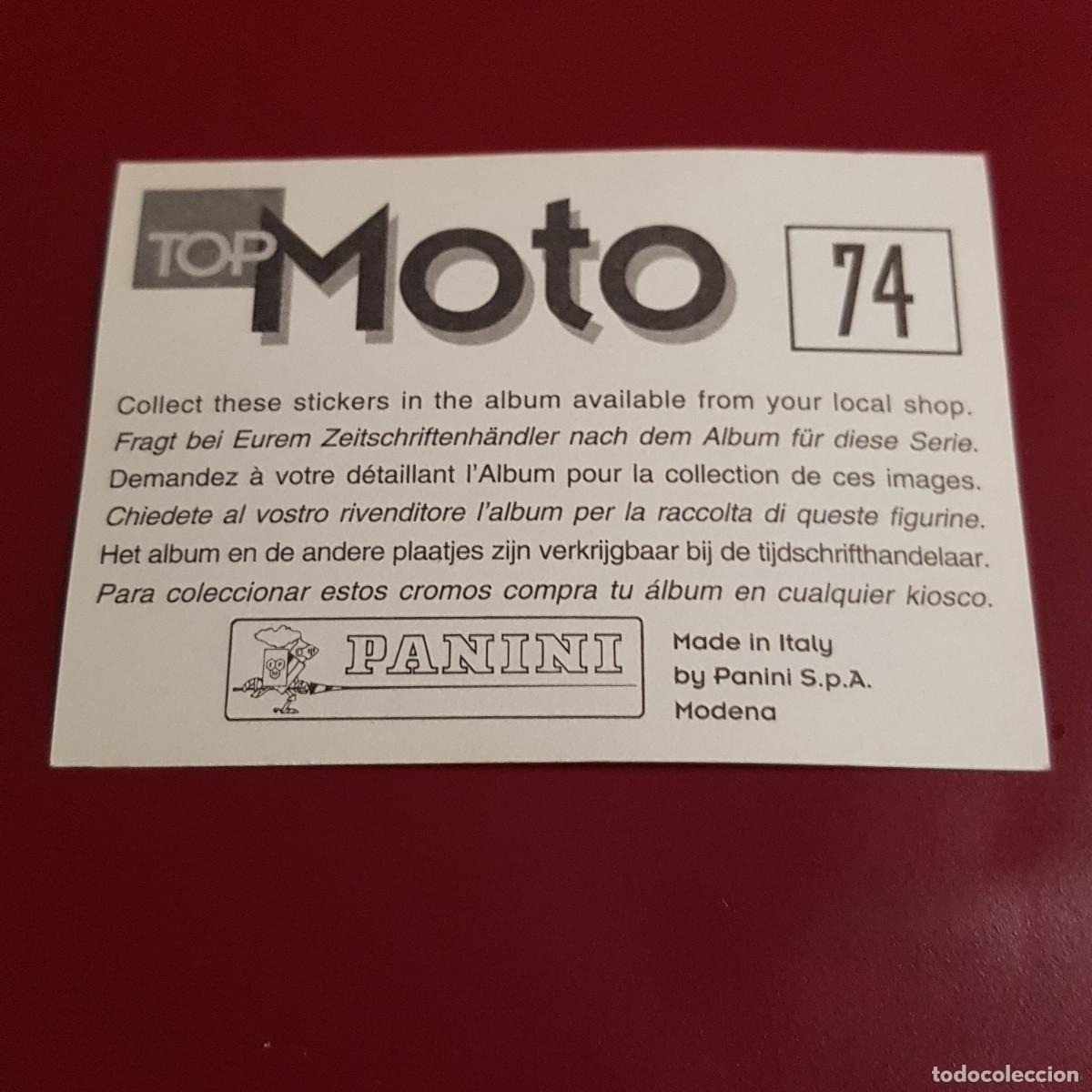 Coleccionismo cromos antiguos: PANINI - TOP MOTO - 74 - NUNCA PEGADO - Foto 2