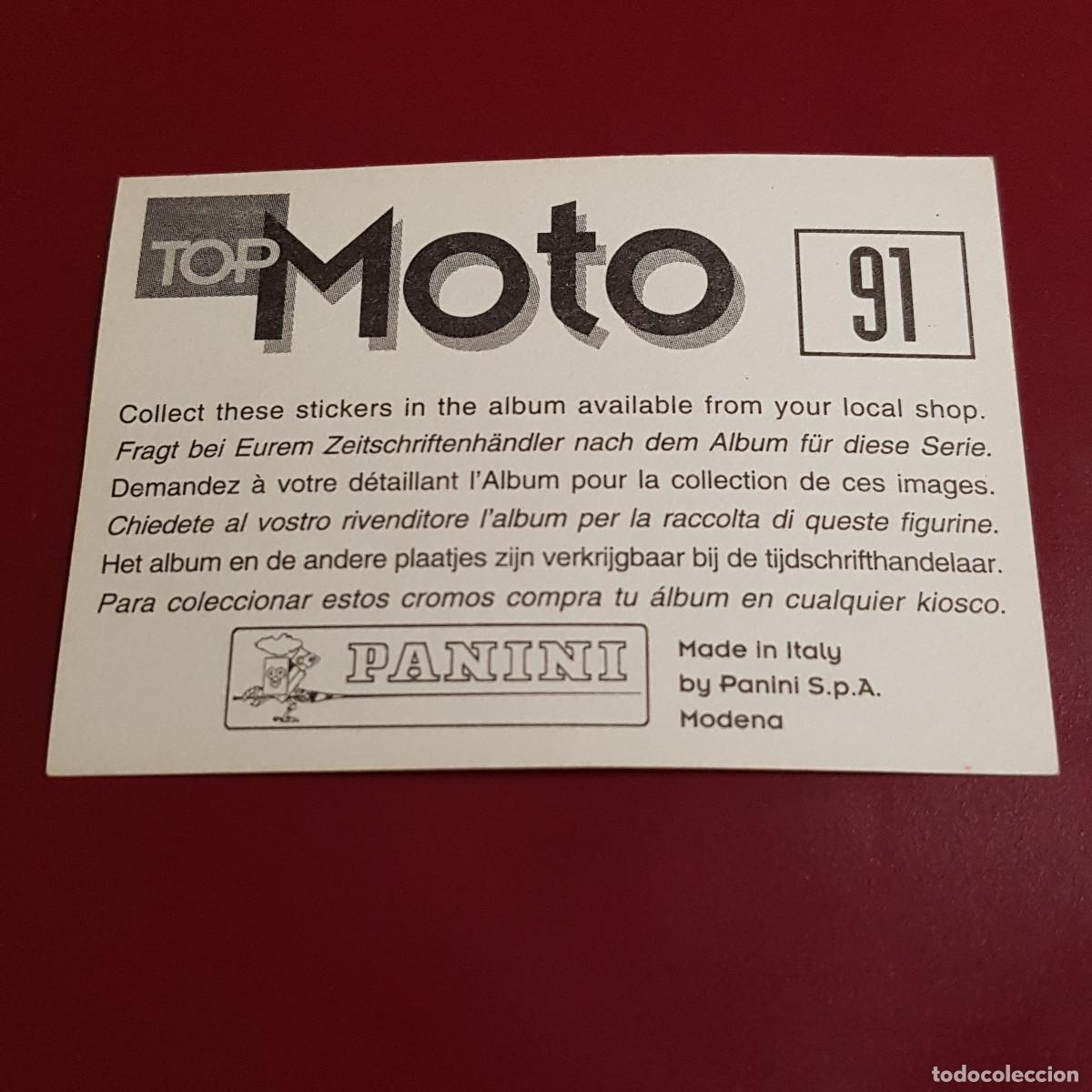 Coleccionismo cromos antiguos: PANINI - TOP MOTO - 91 - NUNCA PEGADO - Foto 2