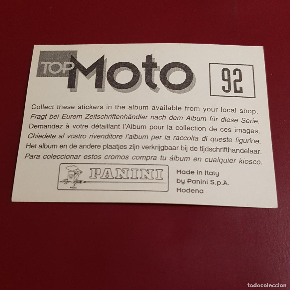 Coleccionismo cromos antiguos: PANINI - TOP MOTO - 92 - NUNCA PEGADO - Foto 2