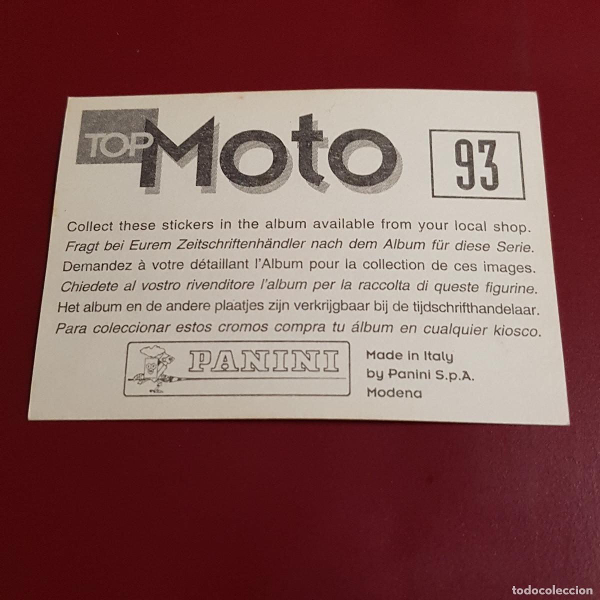 Coleccionismo cromos antiguos: PANINI - TOP MOTO - 93 - NUNCA PEGADO - Foto 2