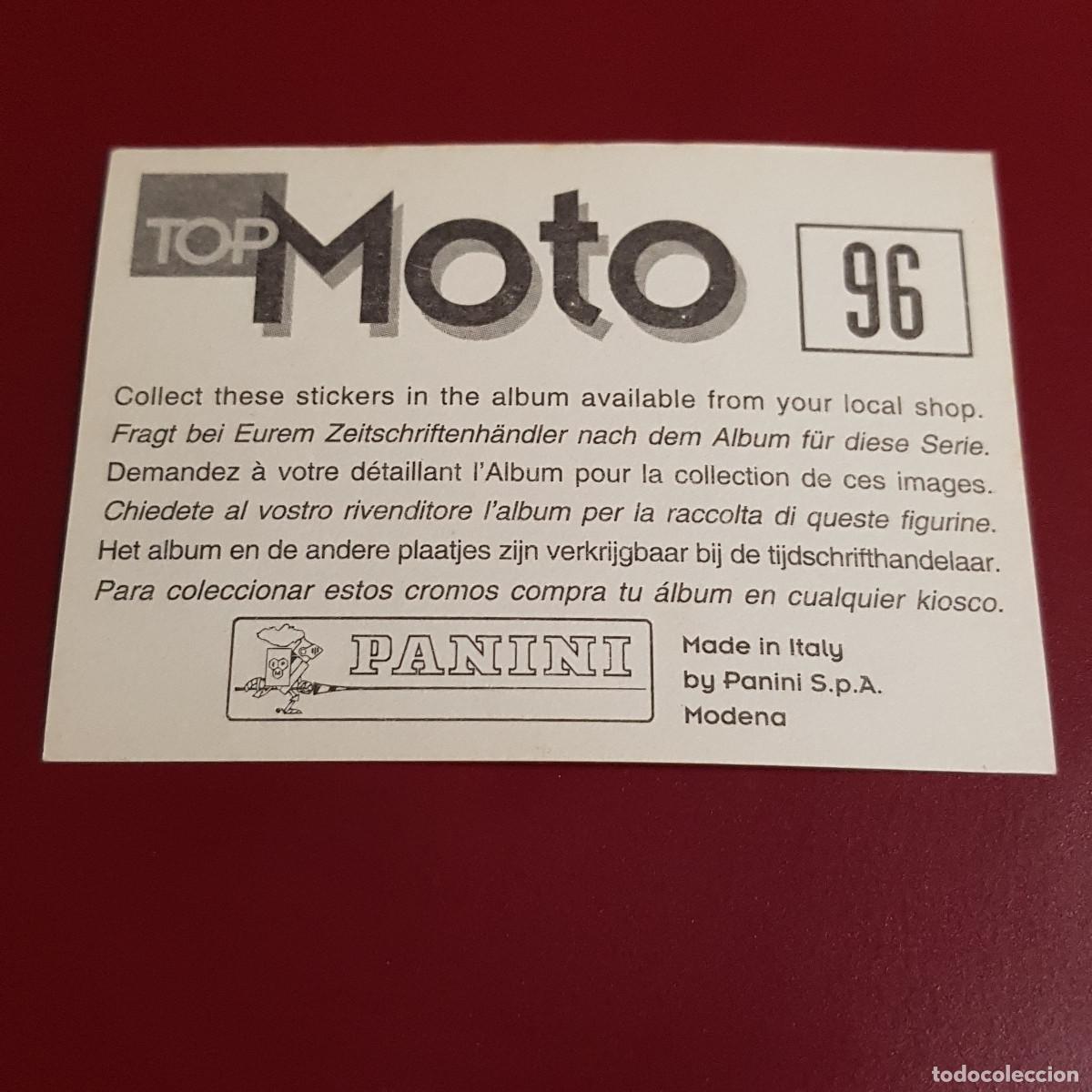 Coleccionismo cromos antiguos: PANINI - TOP MOTO - 96 - NUNCA PEGADO - Foto 2