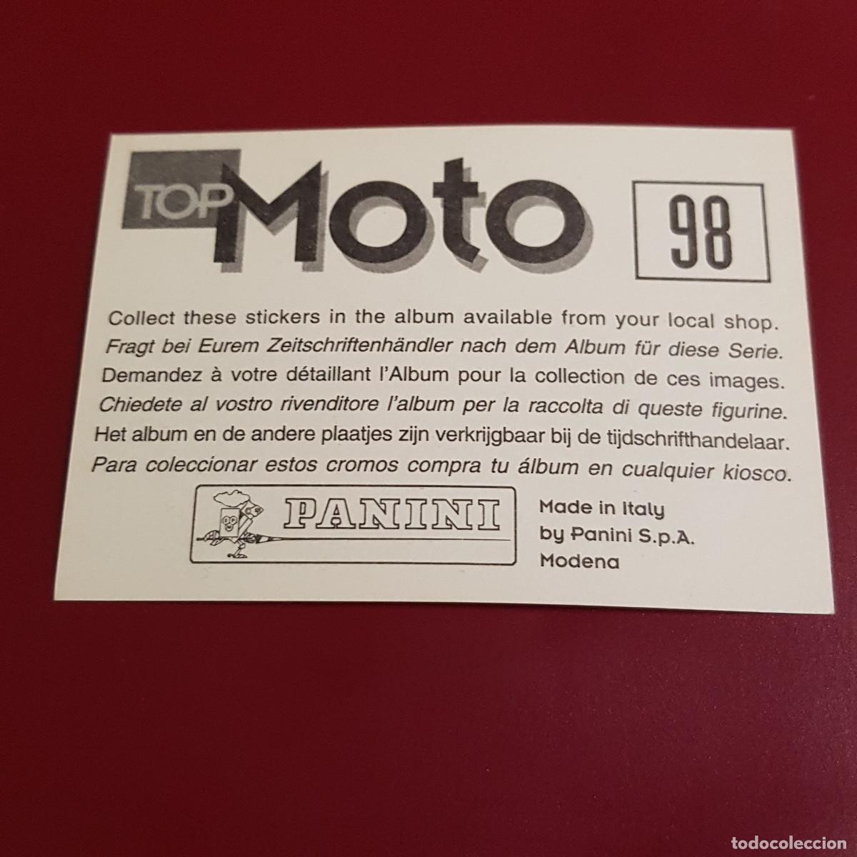 Coleccionismo cromos antiguos: PANINI - TOP MOTO - 98 - NUNCA PEGADO - Foto 2