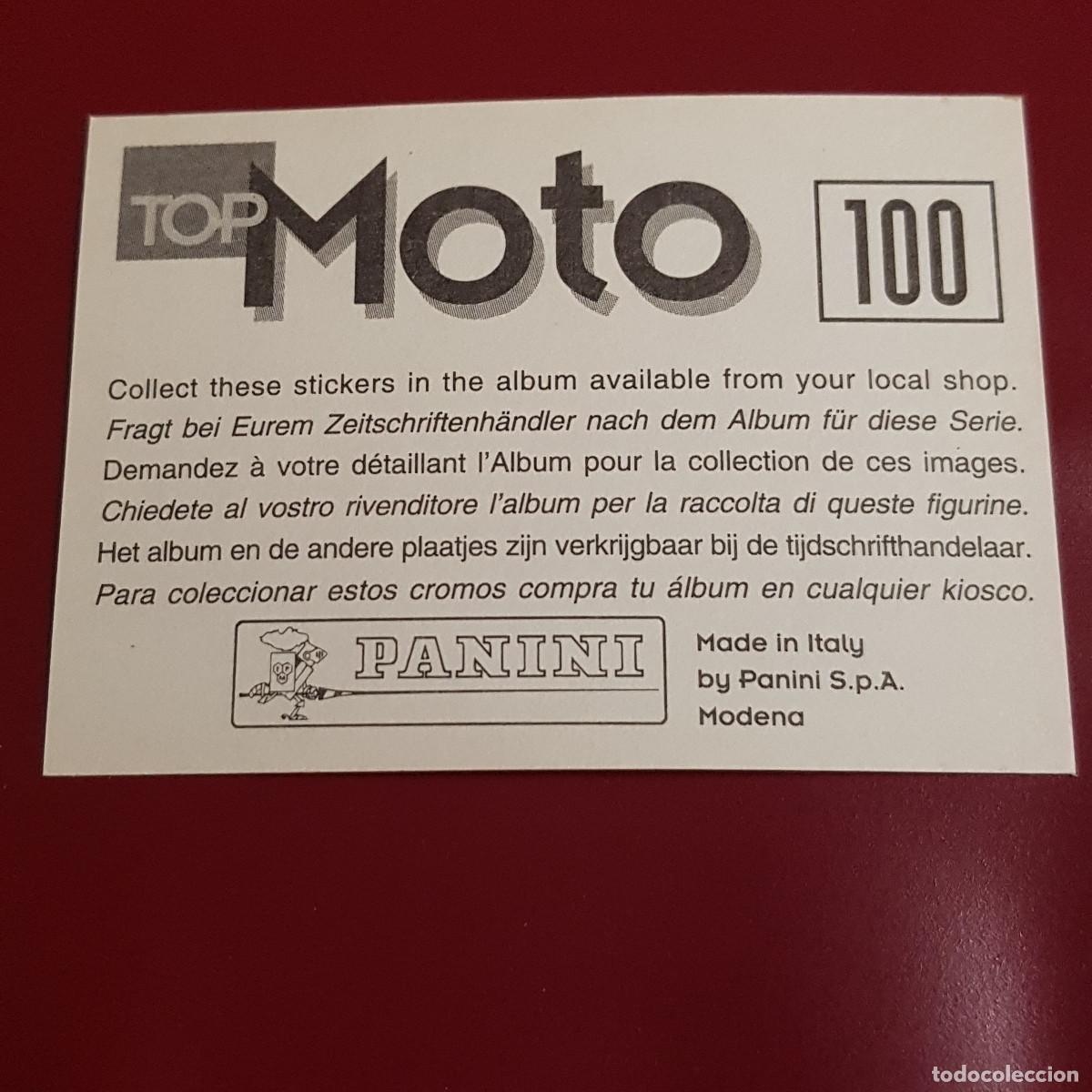Coleccionismo cromos antiguos: PANINI - TOP MOTO - 100 - NUNCA PEGADO - Foto 2