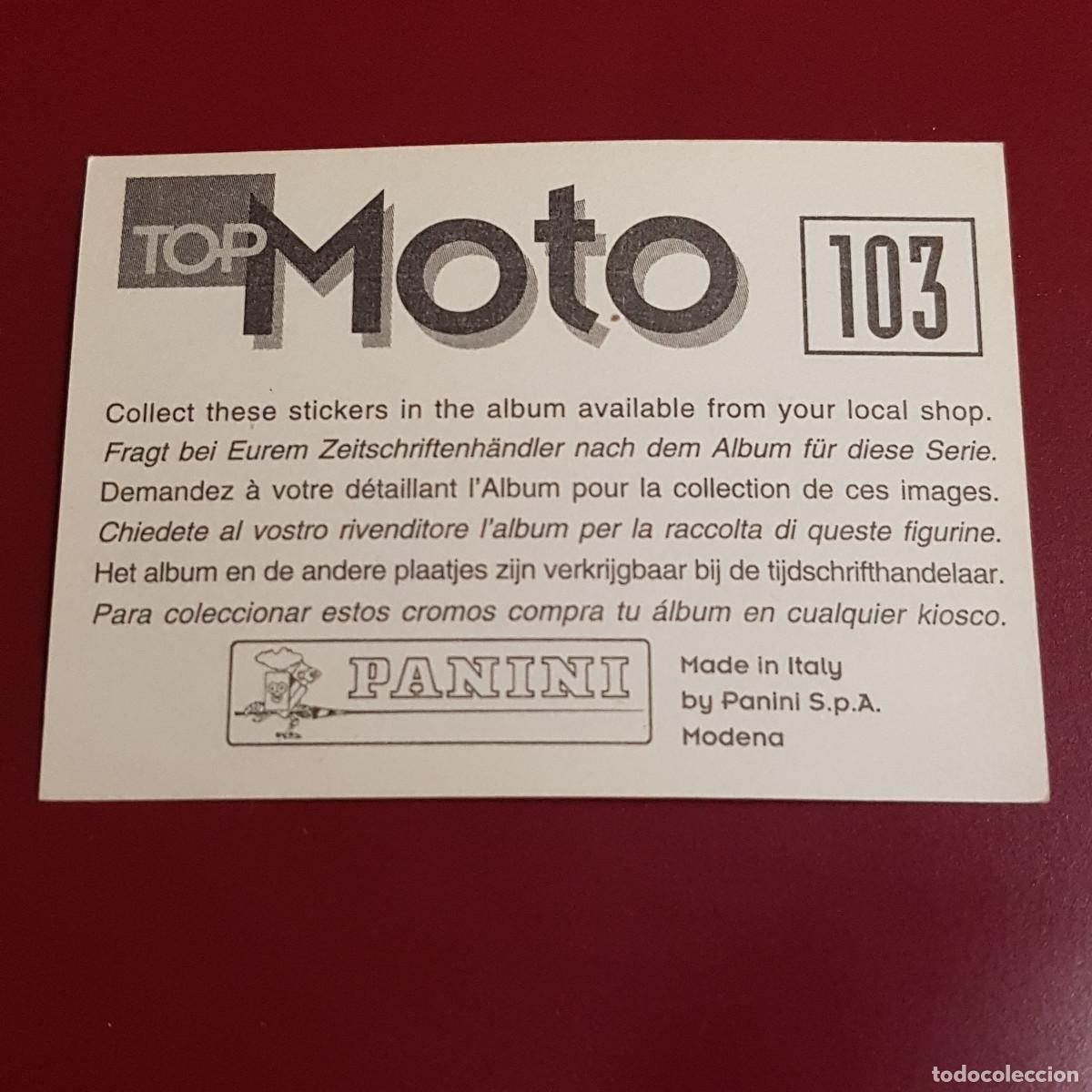 Coleccionismo cromos antiguos: PANINI - TOP MOTO - 103 - NUNCA PEGADO - Foto 2