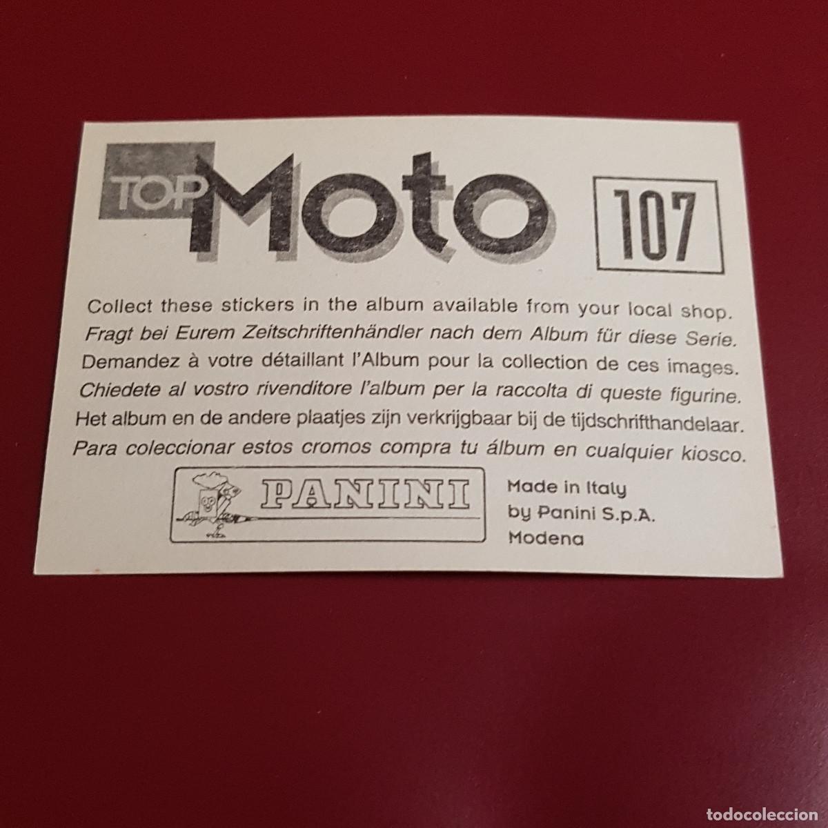 Coleccionismo cromos antiguos: PANINI - TOP MOTO - 107 - NUNCA PEGADO - Foto 2