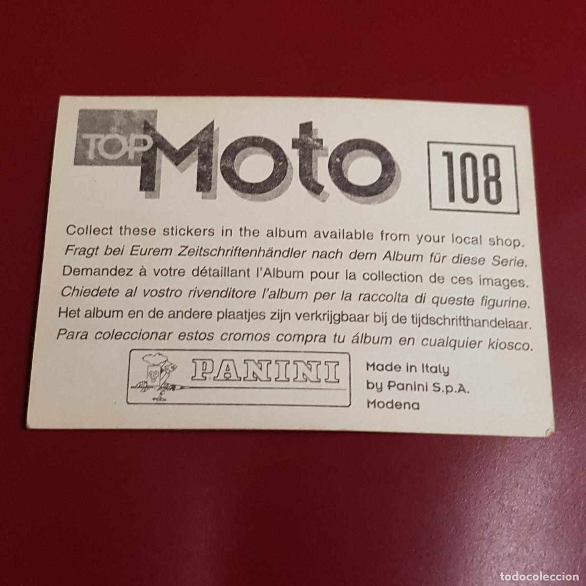 Coleccionismo cromos antiguos: PANINI - TOP MOTO - 108 - NUNCA PEGADO - Foto 2