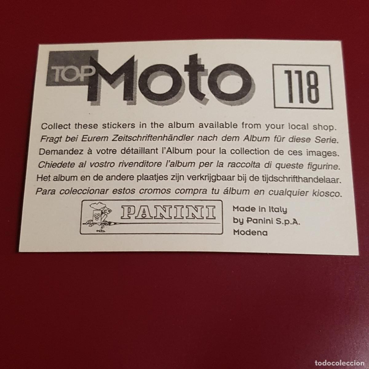 Coleccionismo cromos antiguos: PANINI - TOP MOTO - 118 - NUNCA PEGADO - Foto 2