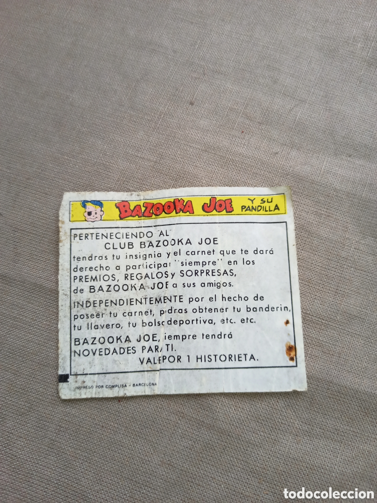 Coleccionismo cromos antiguos: Antiguo cromo Bazooka Joe - Foto 1