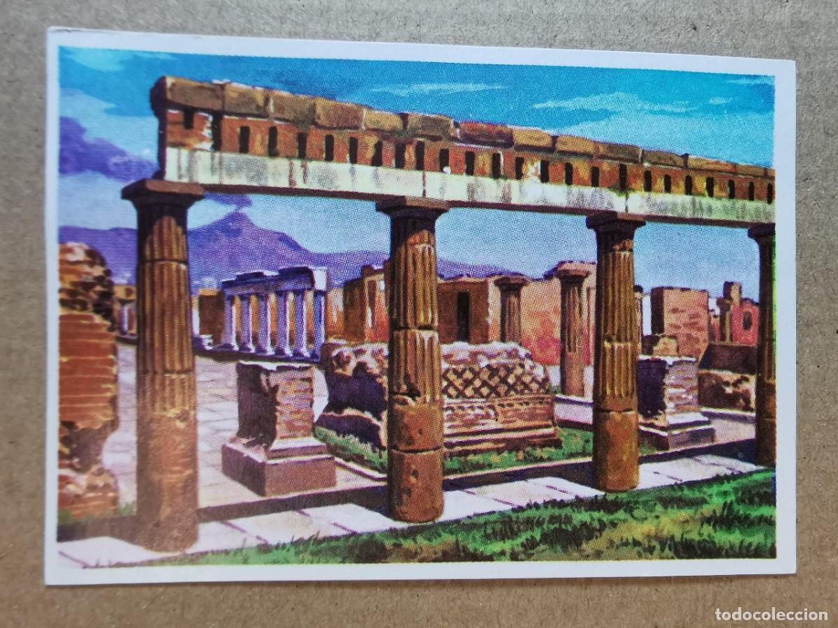 Coleccionismo cromos antiguos: LA VUELTA AL MUNDO-Cromo 124 RUINAS DE POMPEYA-Editorial Bruguera A&ntilde;o 1970-Nunca Pegado. NUEVO