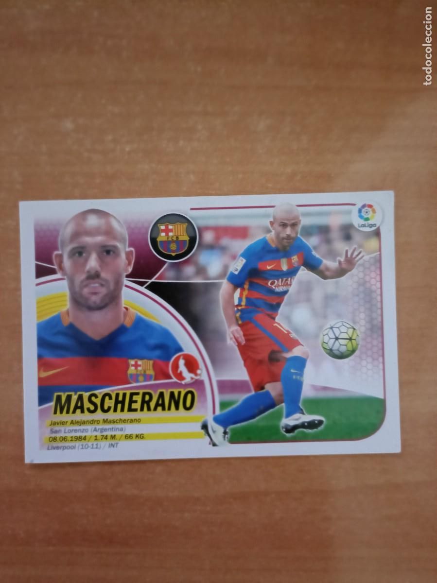 Coleccionismo cromos antiguos: mascherano, liga 2016 17 - Foto 1