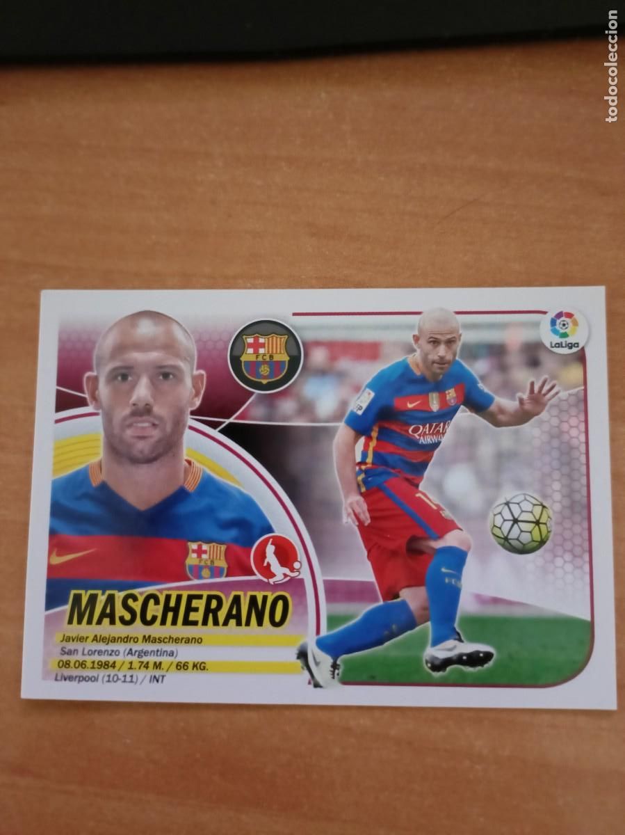 Coleccionismo cromos antiguos: mascherano, liga 2016 17 - Foto 1