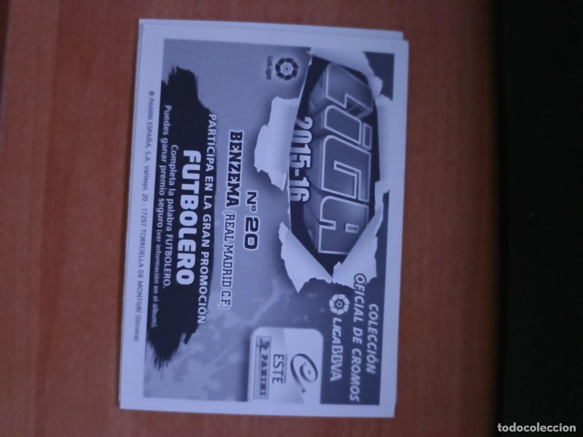 Coleccionismo cromos antiguos: benzema, liga 2015 16. - Foto 2