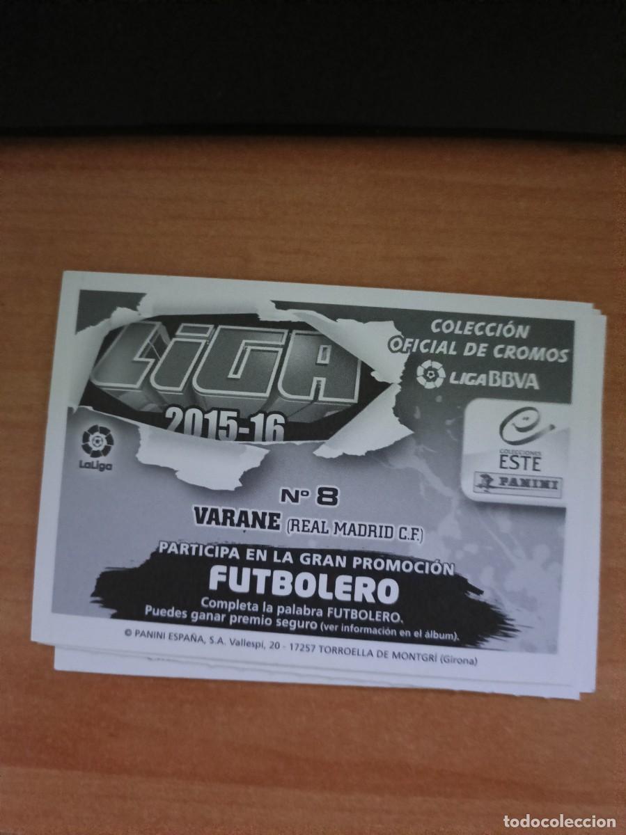 Coleccionismo cromos antiguos: varane, liga 2015 16. - Foto 2
