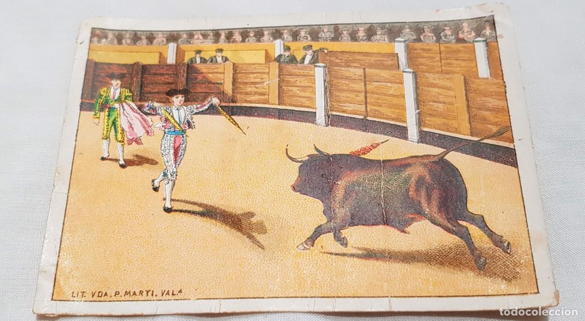Colecionismo Cromos antigos: Cromo Litogr&aacute;fico : SUERTE DE BANDERILLAS. Lit Vda P Mart&iacute;. Valencia