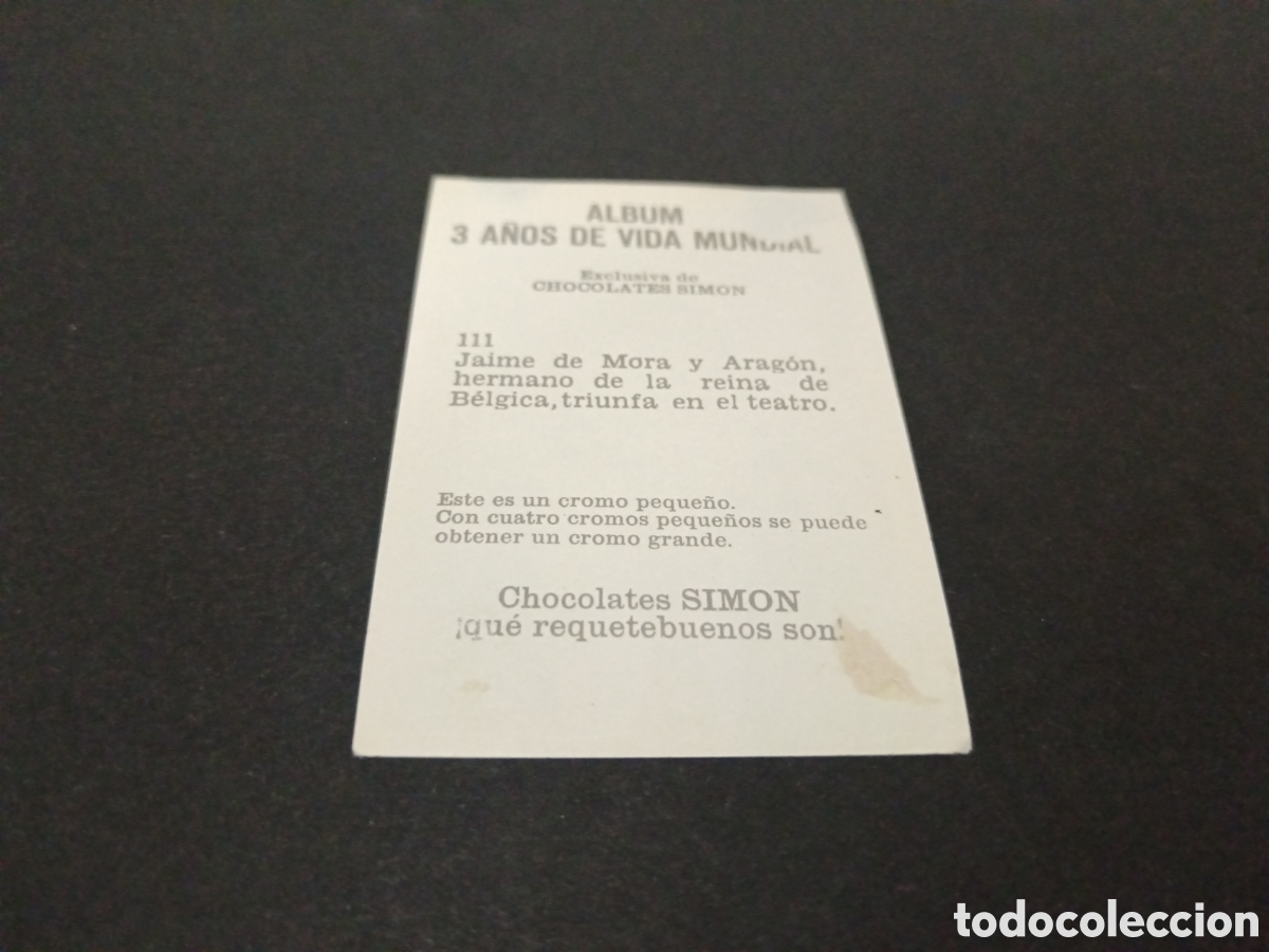 Coleccionismo cromos antiguos: 1964 JAIME DE MORA N&deg; 111 CHOCOLATES SIMON DESPEGADO - Foto 2