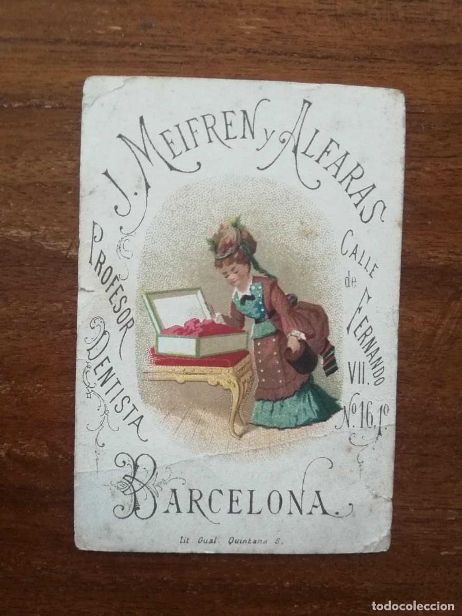 Coleccionismo cromos antiguos: J. Meifren y Alfaras - Profesor Dentista - CROMO - Barcelona