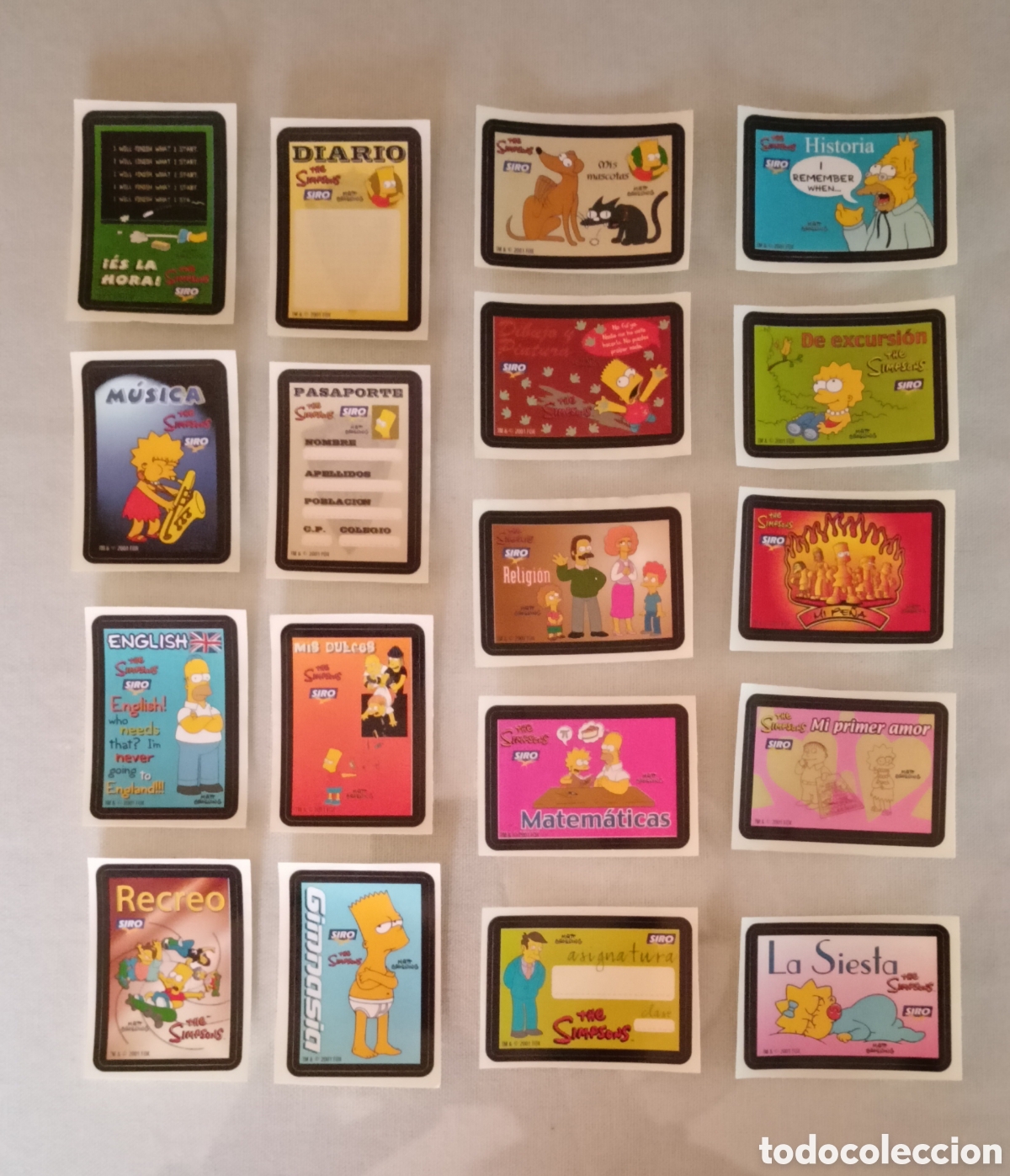 Coleccionismo cromos antiguos: Colecci&oacute;n completa de pegatinas siro los Simpsons 2001 - Foto 1