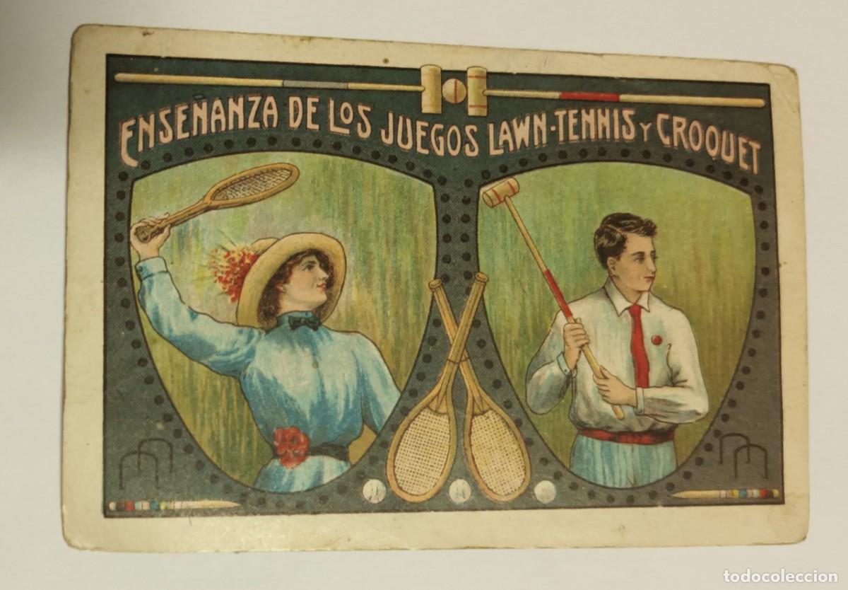 Coleccionismo cromos antiguos: CROMO CAR&Aacute;TULA : ENSE&Ntilde;ANZA DE LOS JUEGOS LAWN-TENNIS Y CROQUET.CHOCOLATE P&Iacute;