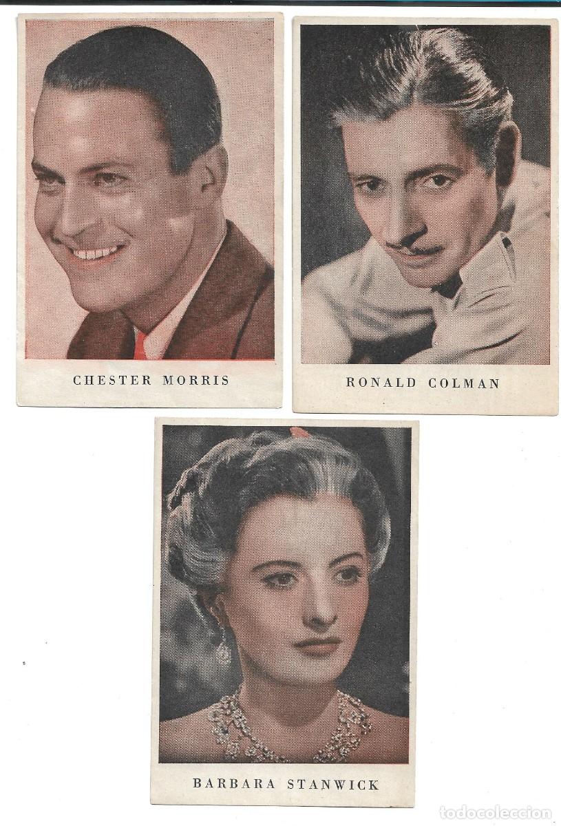 Coleccionismo Cromos antiguos: TRES ARTISTAS DE CINE - SIN PUBLICIDAD