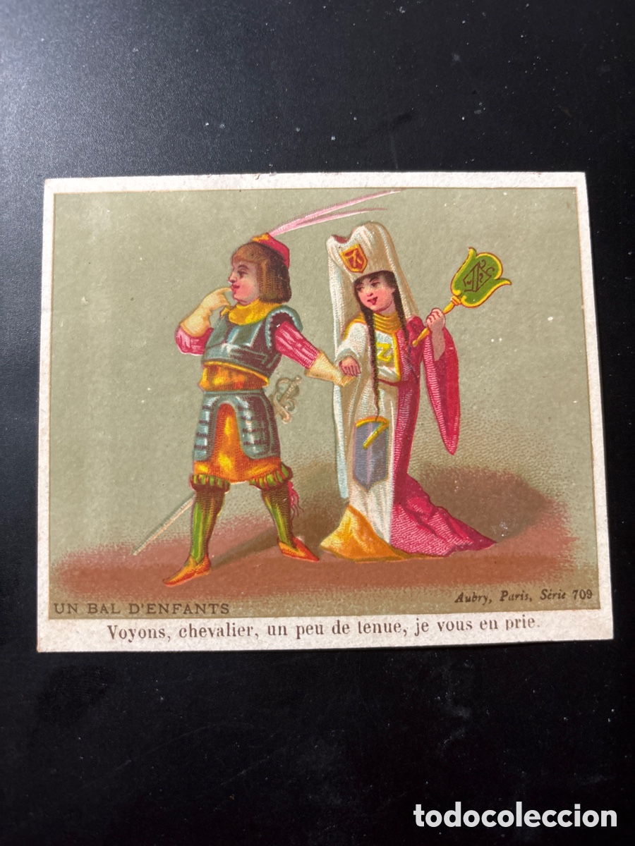 Coleccionismo Cromos antiguos: Cromo, traje de boda, rey y reina. Edad media.Aubry. 1880.