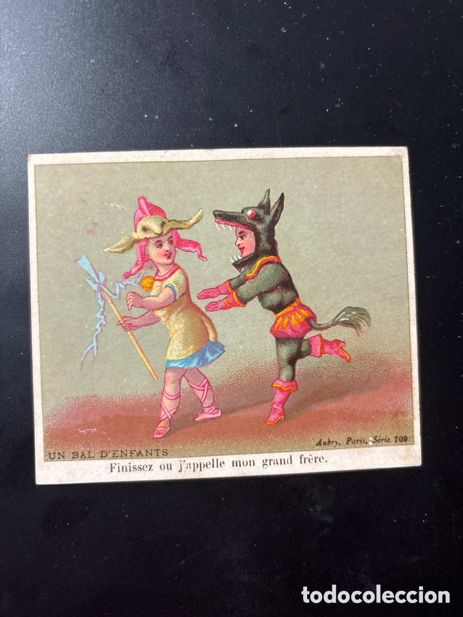 Coleccionismo cromos antiguos: Cromo franc&eacute;s, un baile infantil.Aubry 1880