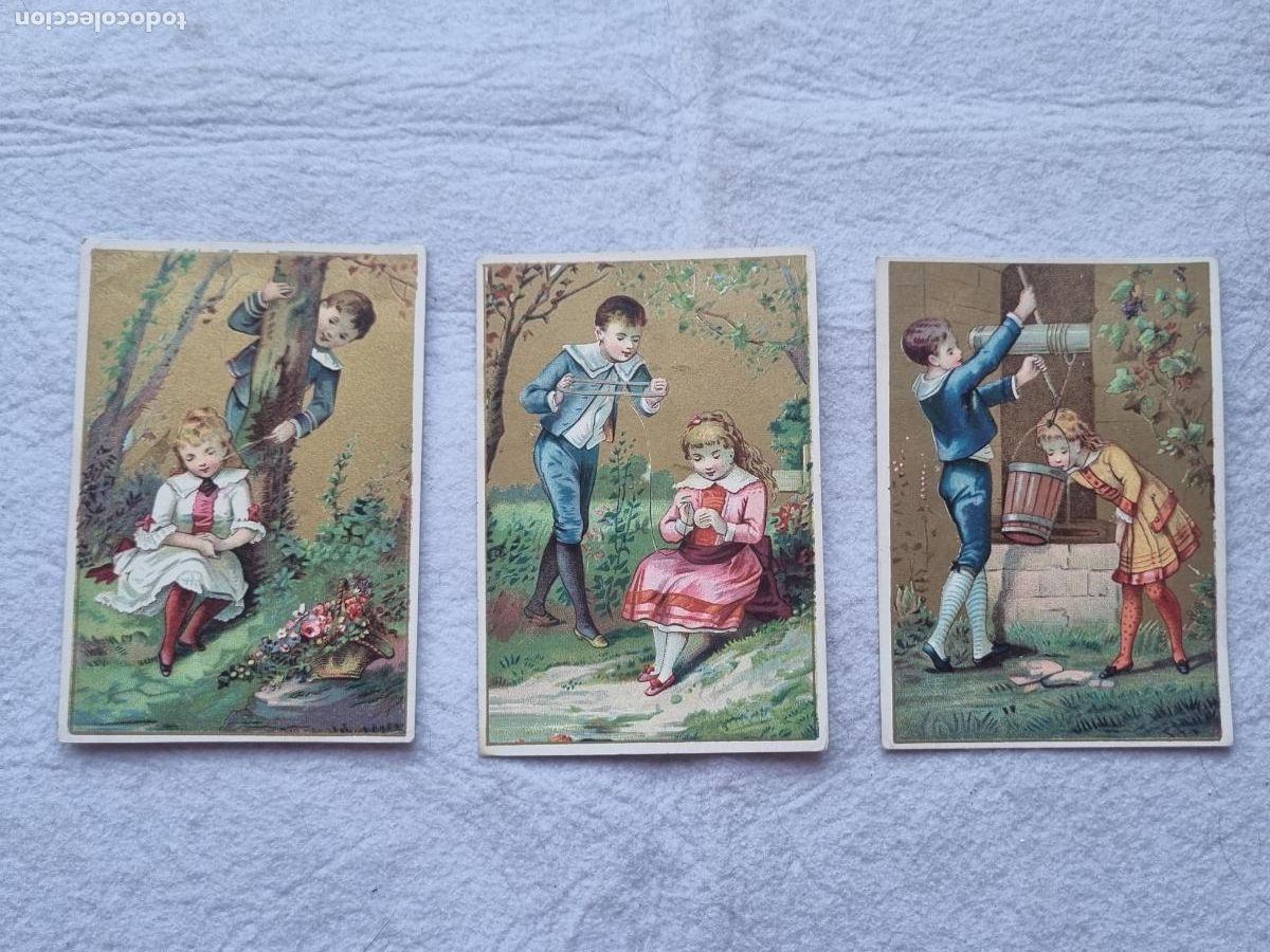 Coleccionismo cromos antiguos: COMPA&Ntilde;IA COLONIAL CHOCOLATES CAFE COLECCION DE 3 CROMOS SIGLO XIX