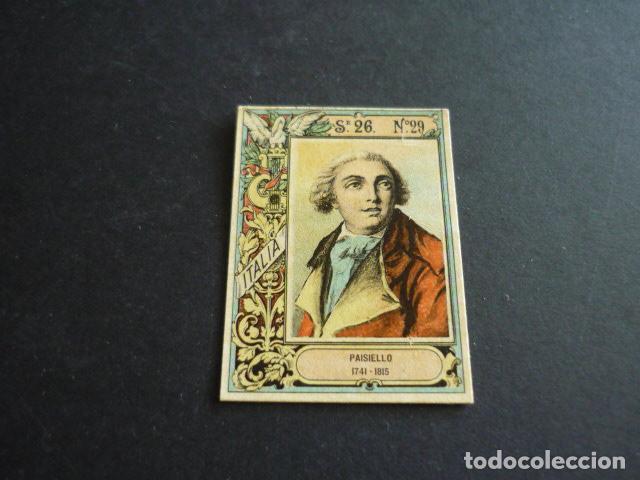 Collezionismo Figurine antiche: PAISIELLO MUSICO CROMO CAJA DE CERILLAS SIGLO XIX