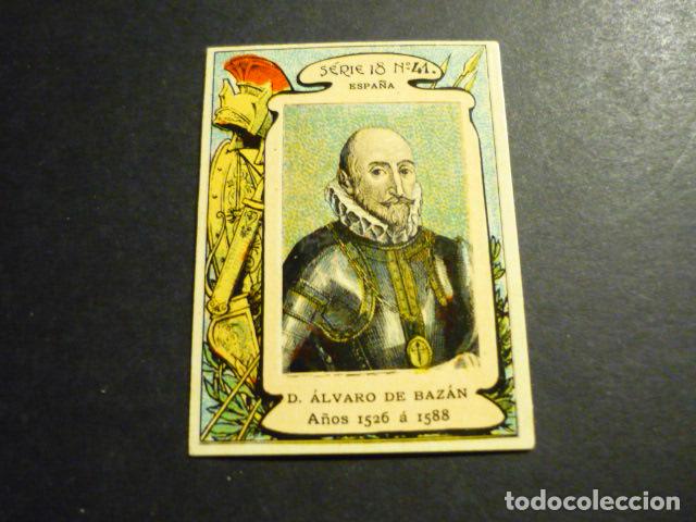 Coleccionismo cromos antiguos: DON ALVARO DE BAZAN CROMO CAJA DE CERILLAS SIGLO XIX