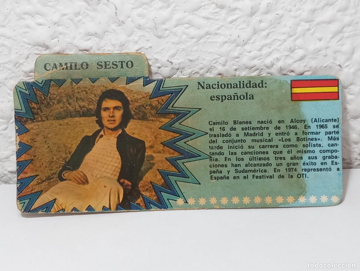 Coleccionismo Cromos antiguos: BIMBO : ANTIGUO CROMO FICHA DISCOGRAFIA MUSICAL DEL CANTANTE ESPA&Ntilde;OL CAMILO SESTO A&Ntilde;OS 70