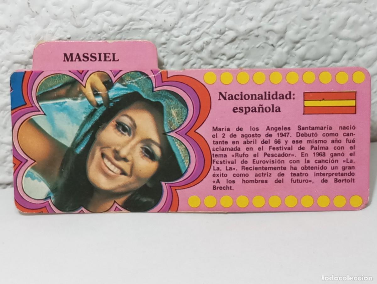 Coleccionismo Cromos antiguos: BIMBO : ANTIGUO CROMO FICHA DISCOGRAFIA MUSICAL DE LA CANTANTE ESPA&Ntilde;OLA MASSIEL A&Ntilde;OS 70