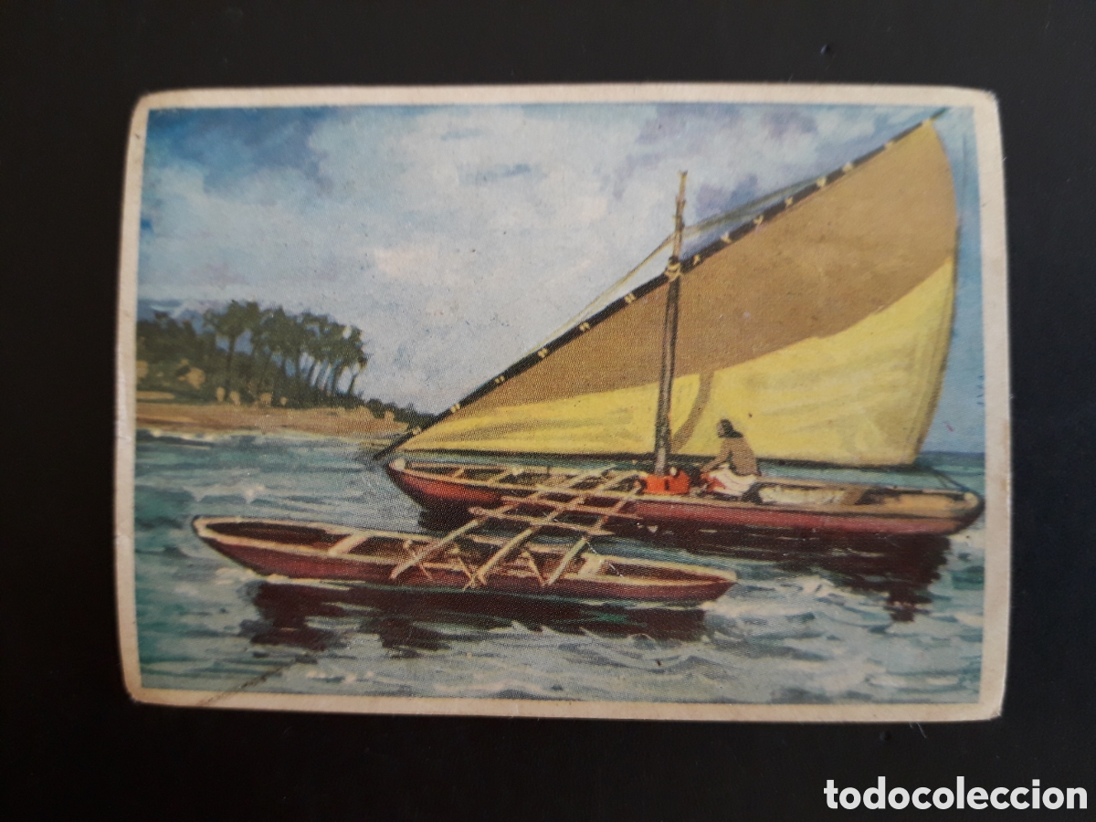 Collectionnisme Cartes &agrave; collectionner anciennes: EMBARCACI&Oacute;N PRIMITIVA BARCOS, CONOCIMIENTOS UNIVERSALES N&deg; 146 BIMBO 1963 SIN PEGAR PEDIDO M&Iacute;NIMO 3&euro;