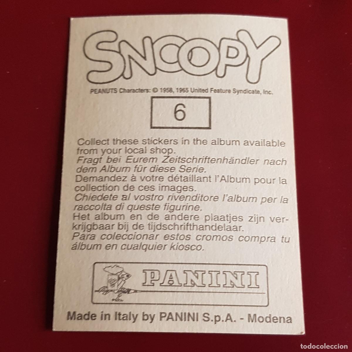 Coleccionismo cromos antiguos: PANINI - SNOOPY 1995 - 95 - 6 - NUNCA PEGADO - Foto 2