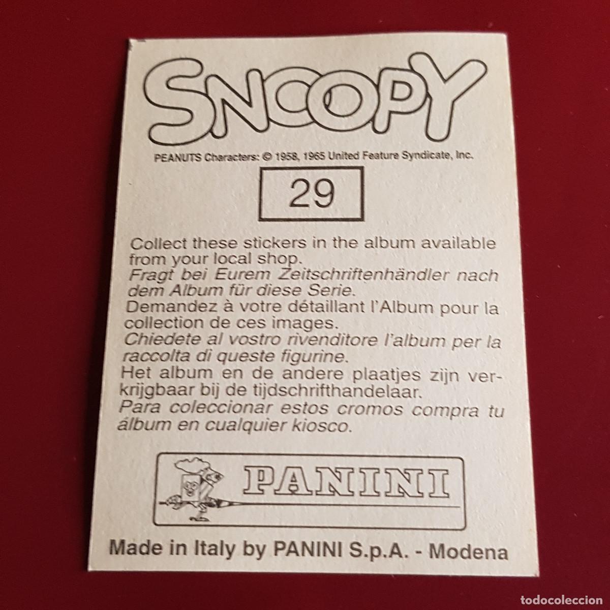 Coleccionismo cromos antiguos: PANINI - SNOOPY 1995 - 95 - 29 - NUNCA PEGADO - Foto 2