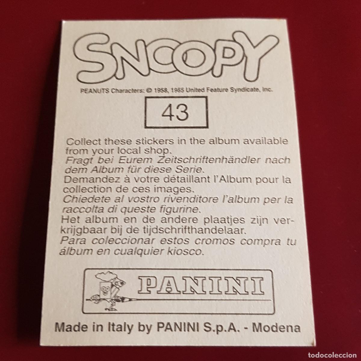 Coleccionismo cromos antiguos: PANINI - SNOOPY 1995 - 95 - 43 - NUNCA PEGADO - Foto 2