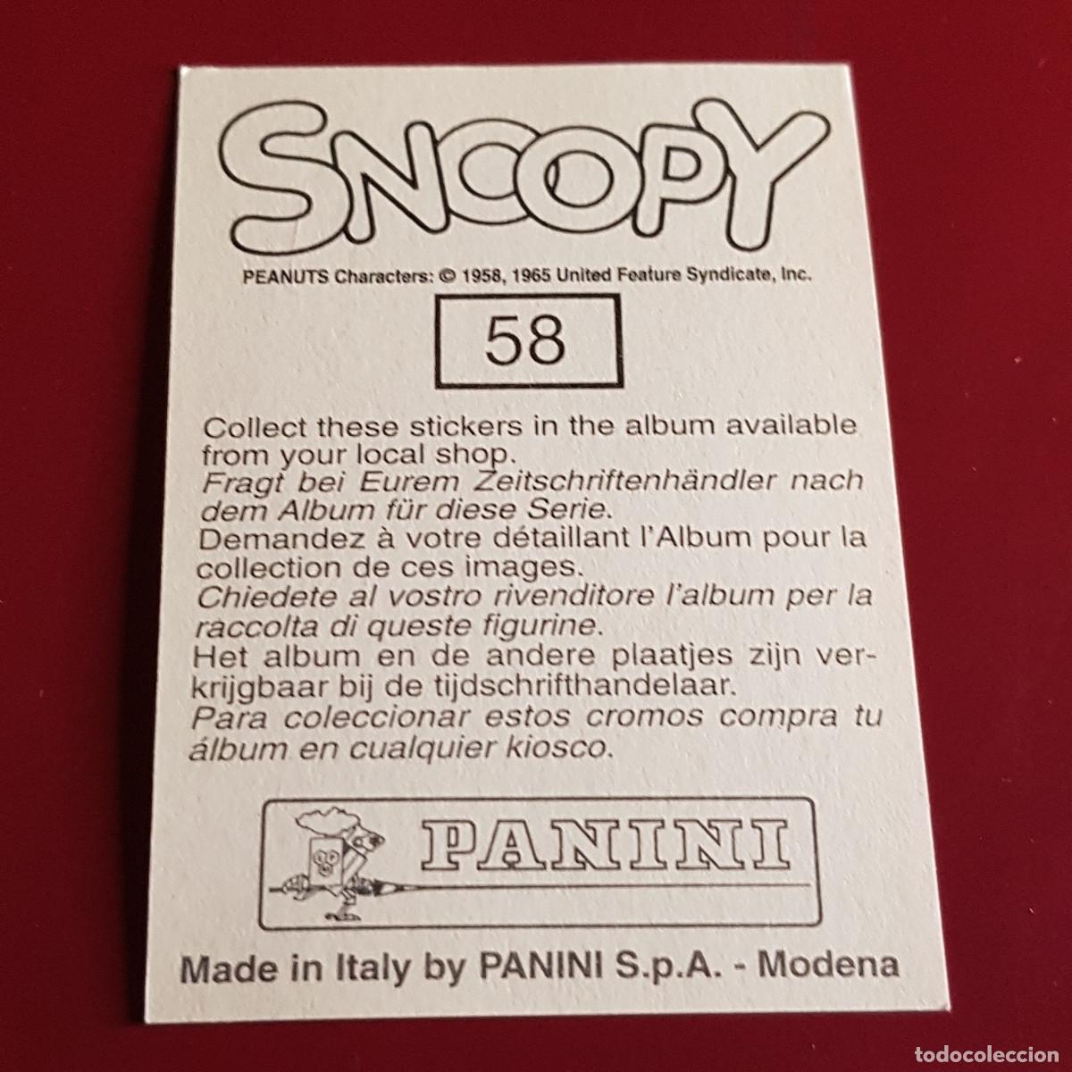 Coleccionismo cromos antiguos: PANINI - SNOOPY 1995 - 95 - 58 - NUNCA PEGADO - Foto 2