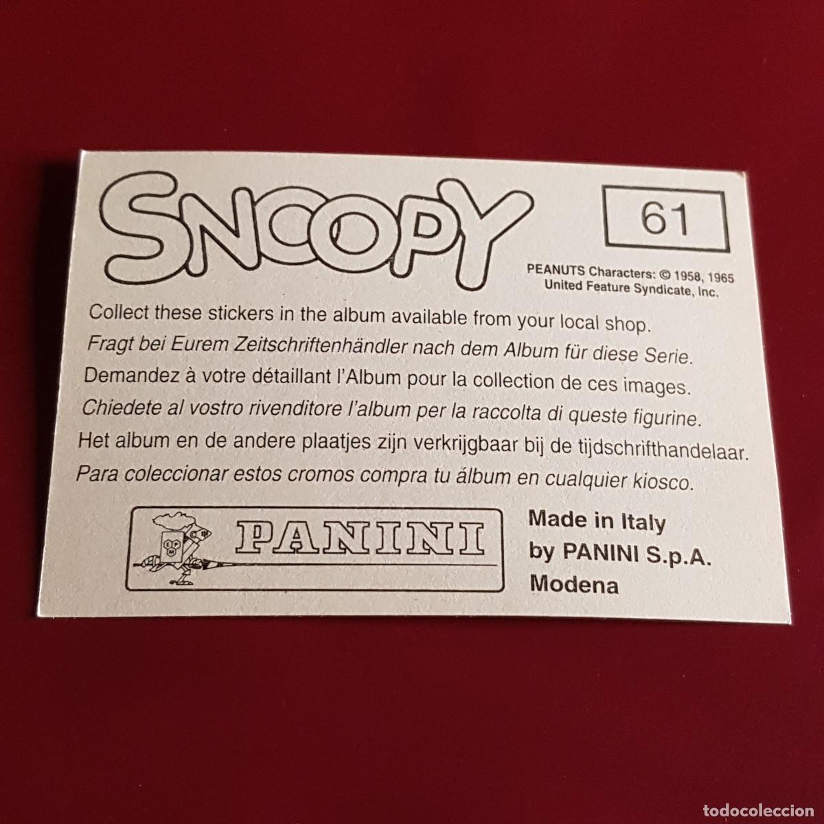 Coleccionismo cromos antiguos: PANINI - SNOOPY 1995 - 95 - 61 - NUNCA PEGADO - Foto 2