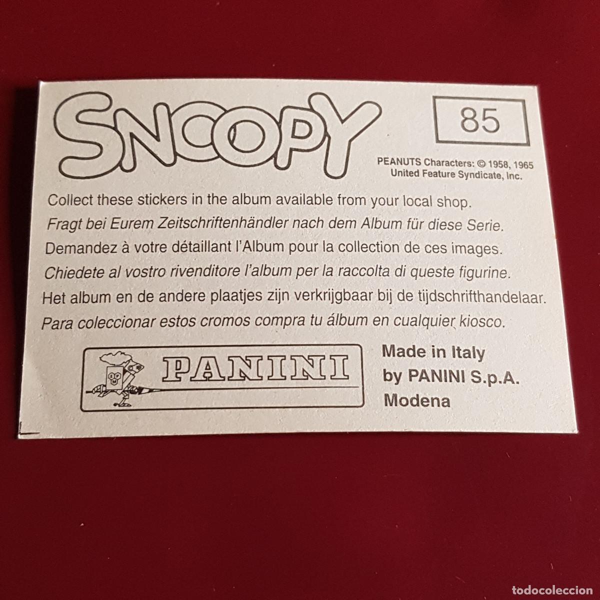 Coleccionismo cromos antiguos: PANINI - SNOOPY 1995 - 95 - 85 - NUNCA PEGADO - Foto 2