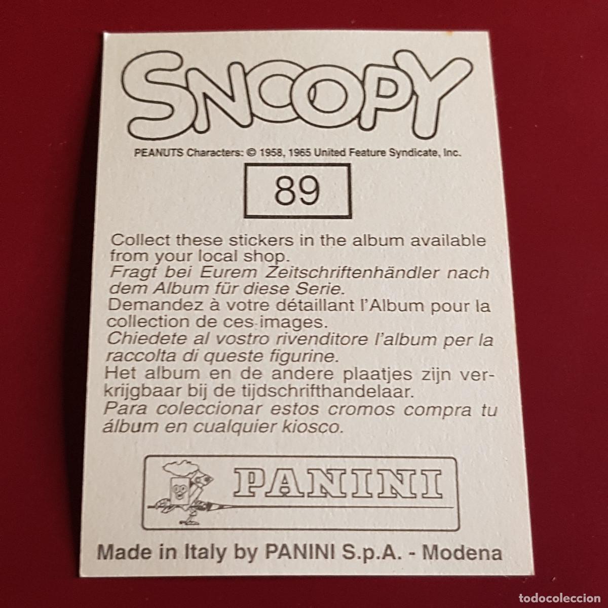 Coleccionismo cromos antiguos: PANINI - SNOOPY 1995 - 95 - 89 - NUNCA PEGADO - Foto 2