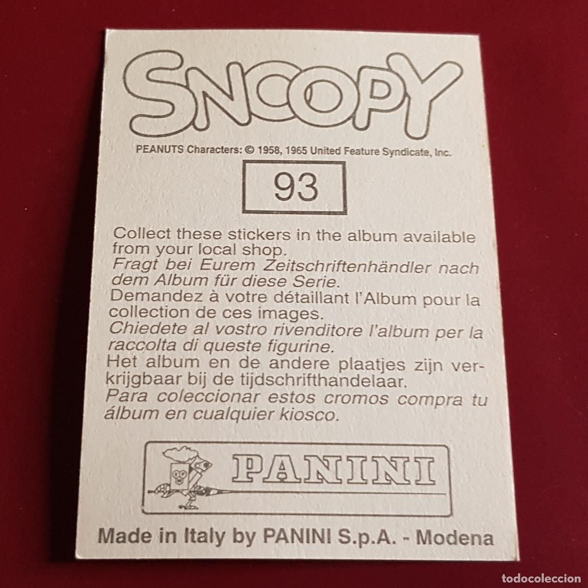 Coleccionismo cromos antiguos: PANINI - SNOOPY 1995 - 95 - 93 - NUNCA PEGADO - Foto 2